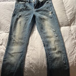Express distressed almost bootcut heans